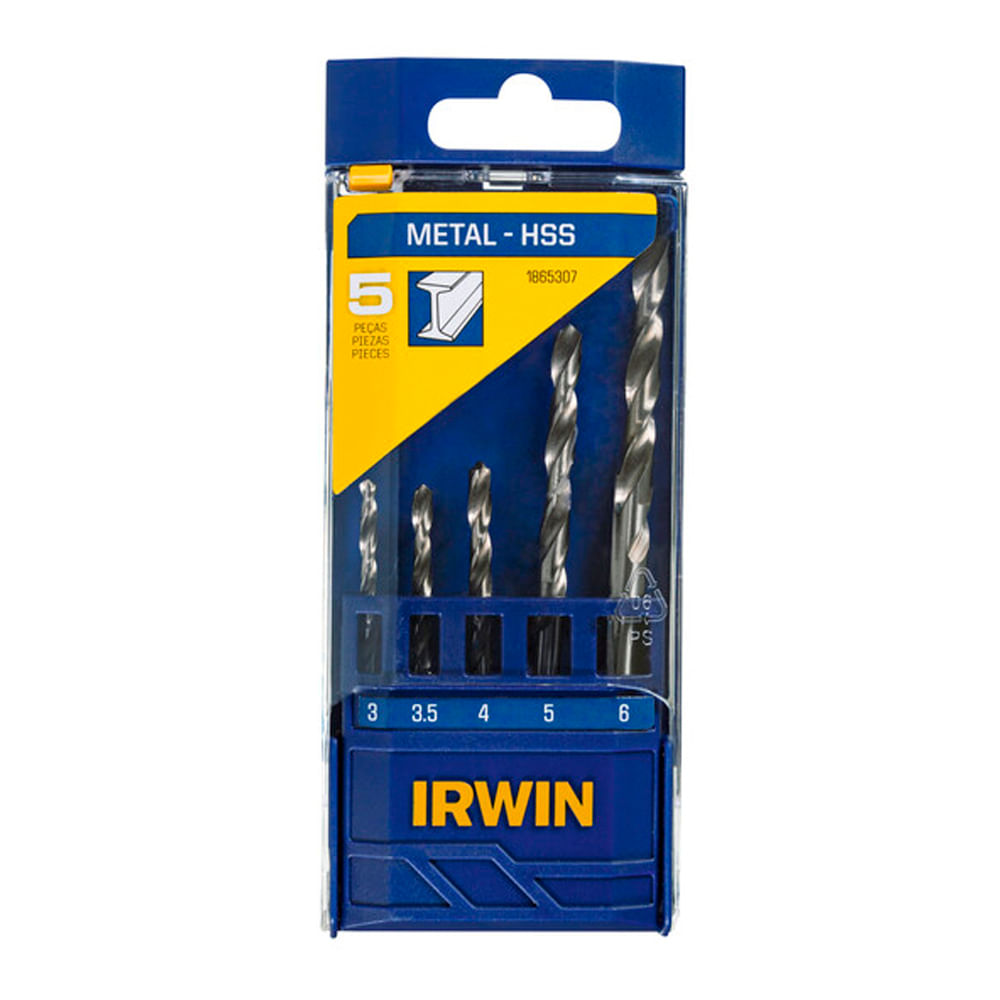 Jogo Broca Aco Rapido 3 a 6mm com 5 Pecas Irwin 63681_0